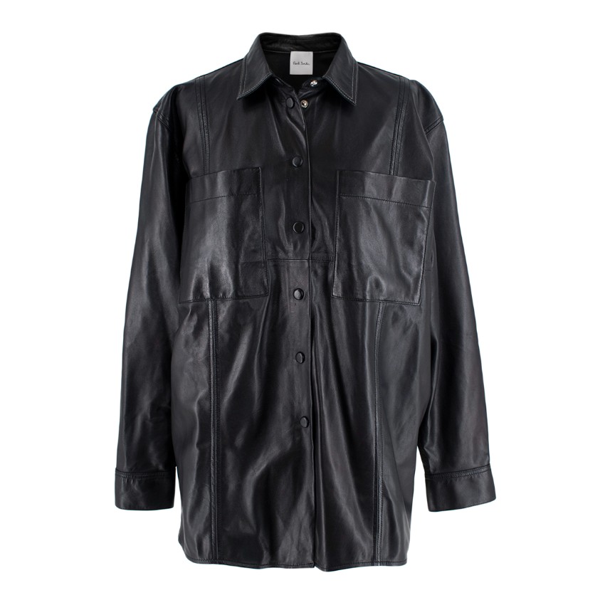 Paul Smith Black Soft Leather Shirt Size XS