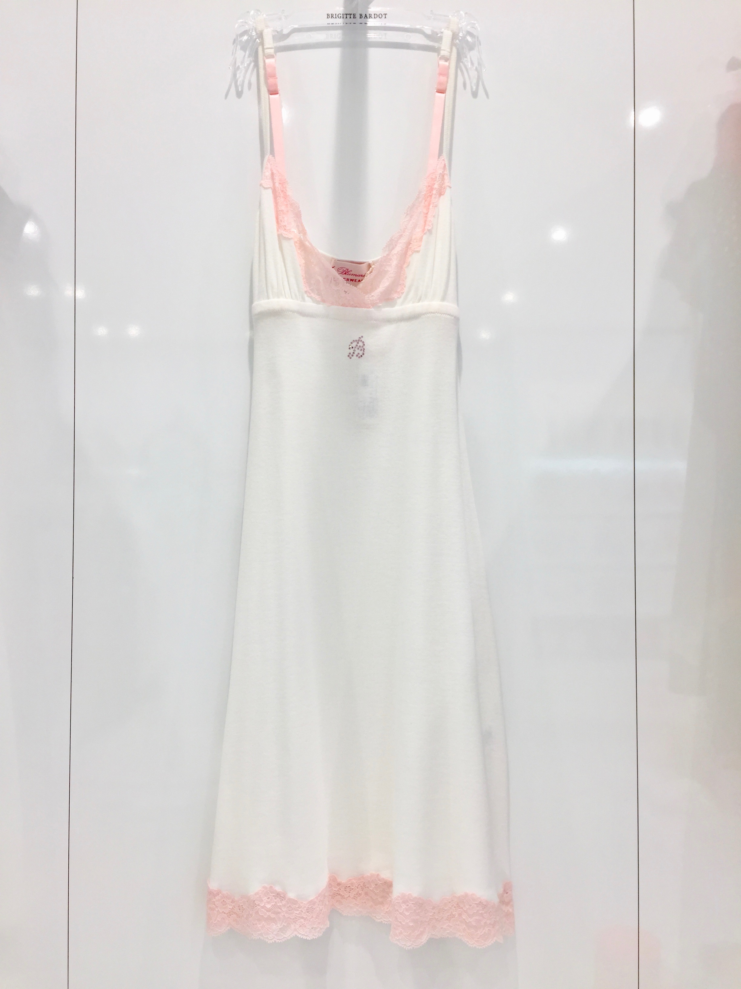 Blumarine White  Pink Leavers Lace Slip Dress Size M cotton