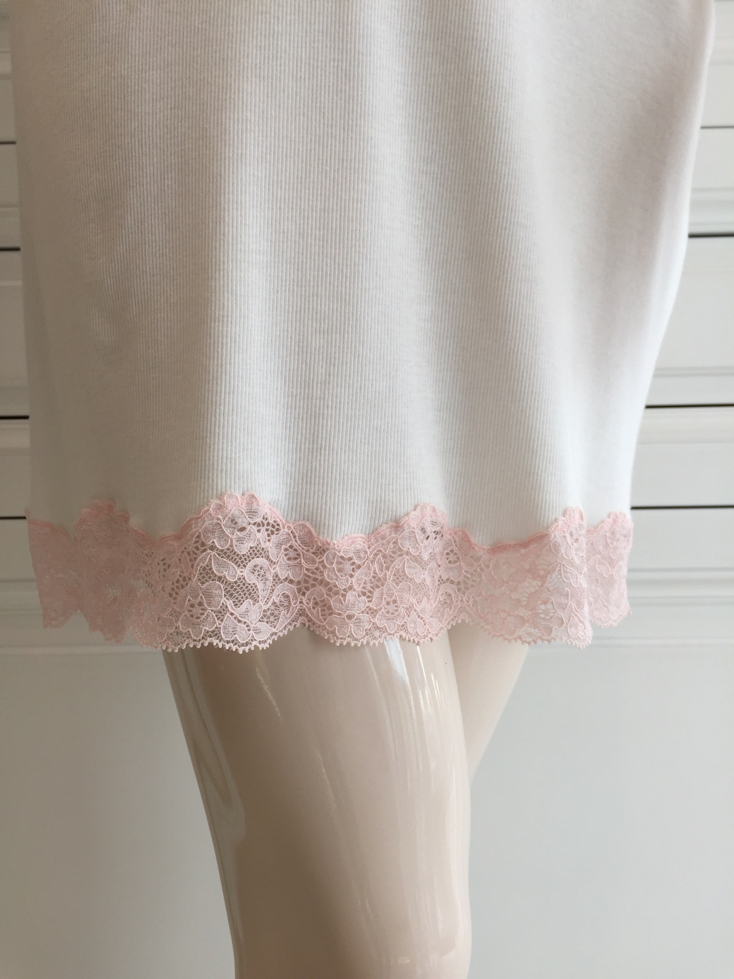 Blumarine White  Pink Leavers Lace Slip Dress Size M cotton