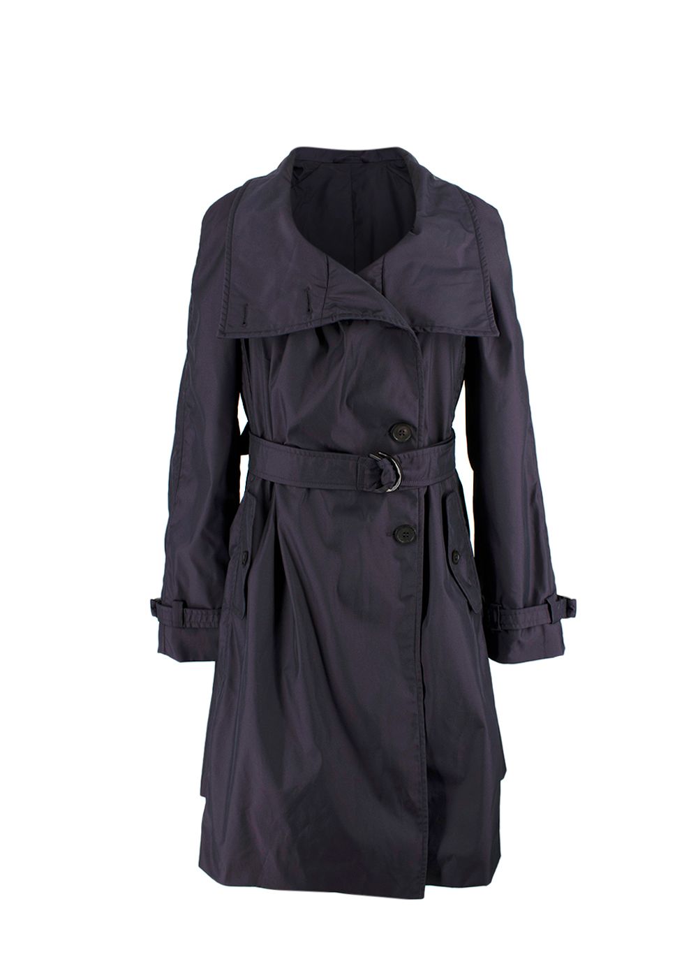 Armani Collezioni Dark Purple Water Resistant Trench Coat Size XS polyester