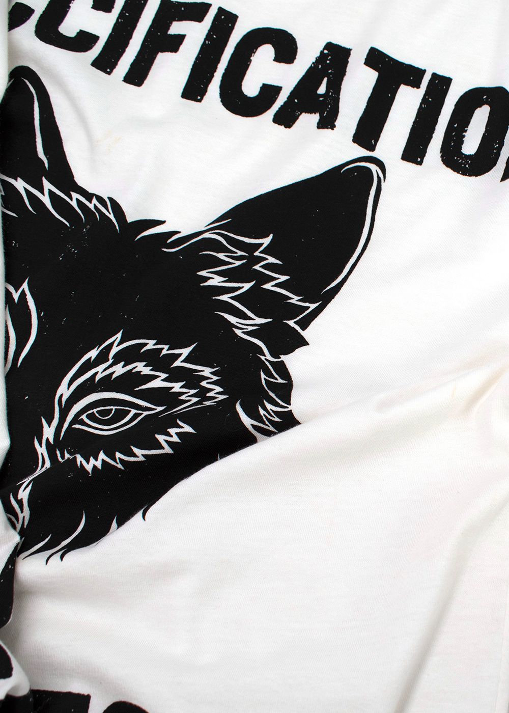 Preowned Gucci White Wolf Guccificiation Printed T-Shirt Size XXS white black cotton