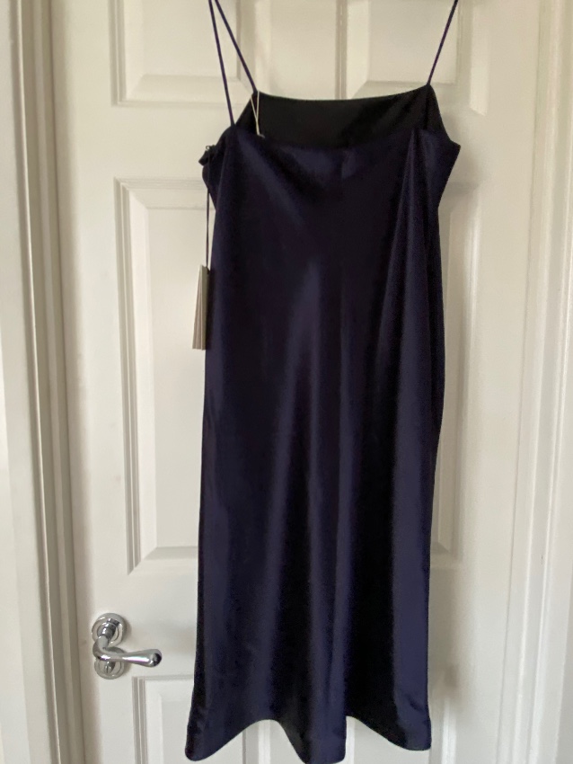 Deveaux Coco Satin Midi Dress Size S Blue polyester