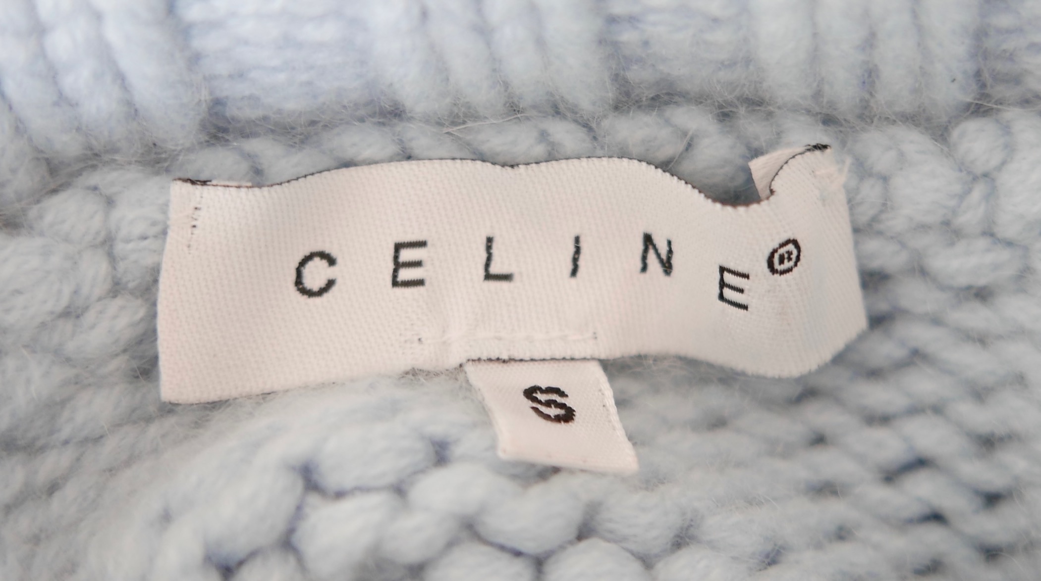 Preowned Celine Vintage Blue Colour Block Cashmere Jumper Size S