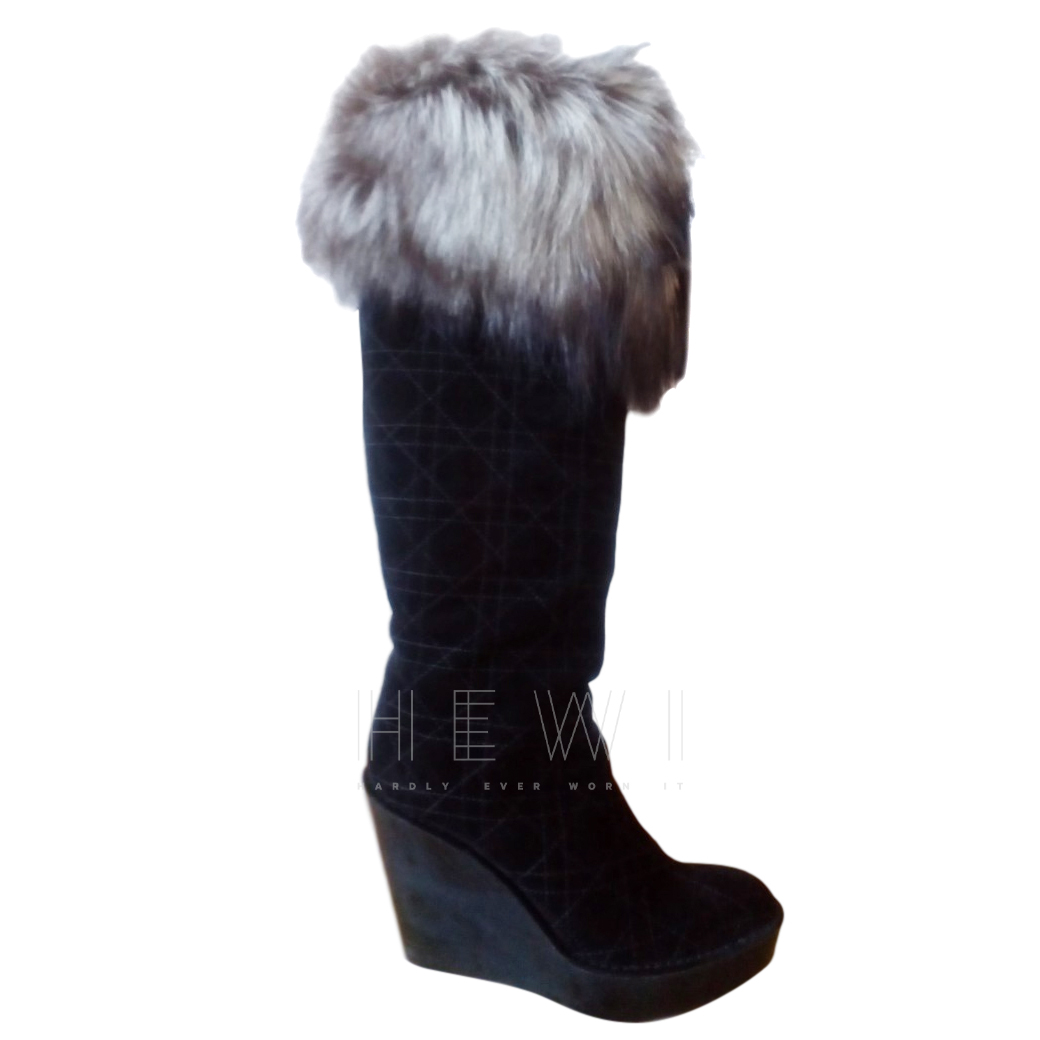 Dior Suede and  Fox Fur Tall Boots Size 37