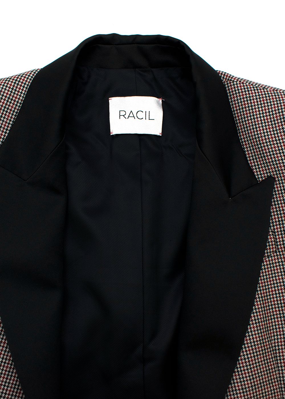 Preowned Racil Contrast Lapel Micro Houndstooth Blazer Size XS Multicolour wool