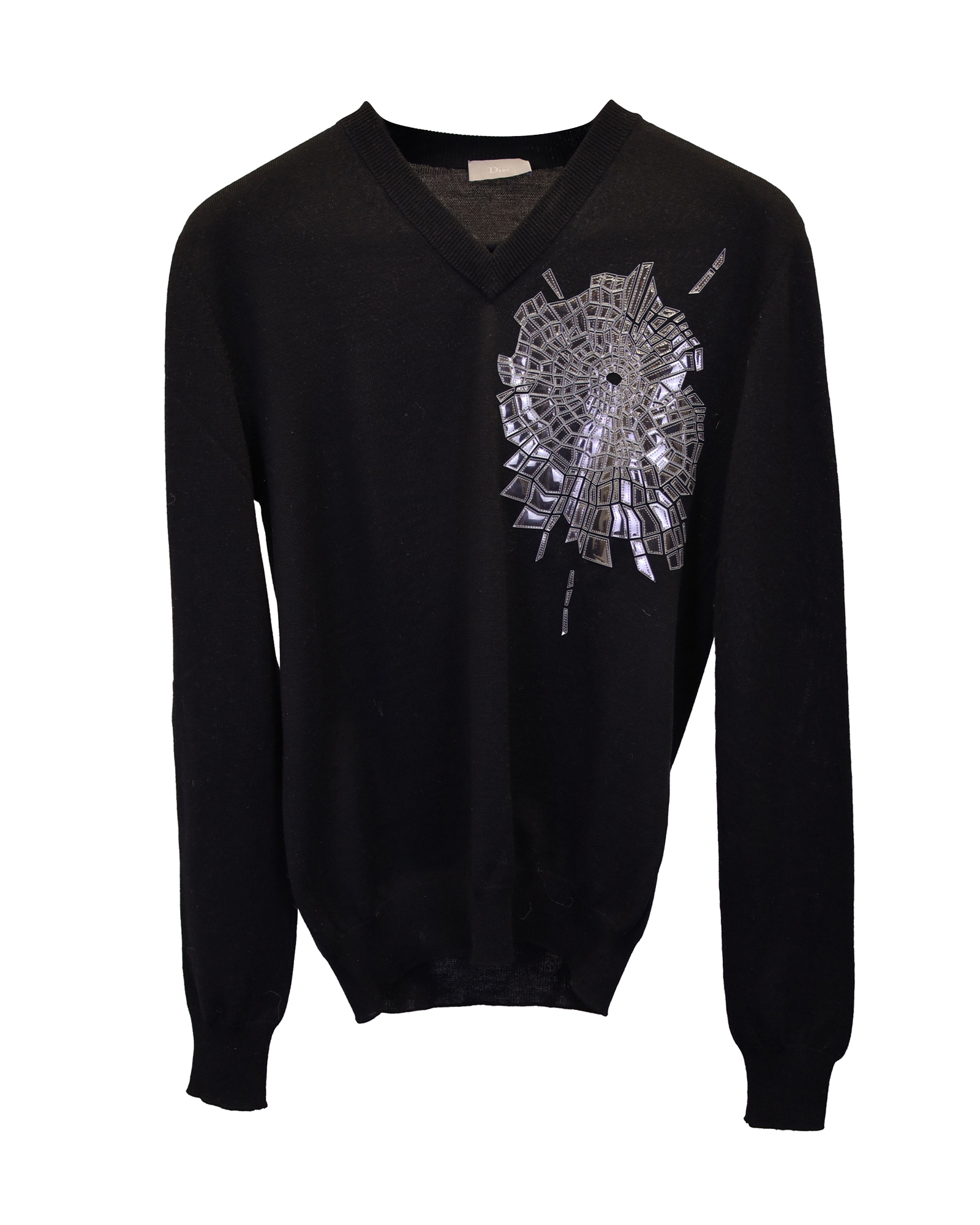 Dior Homme ‘Broken Heart’ Shattered Glass Black Wool Jumper Size S