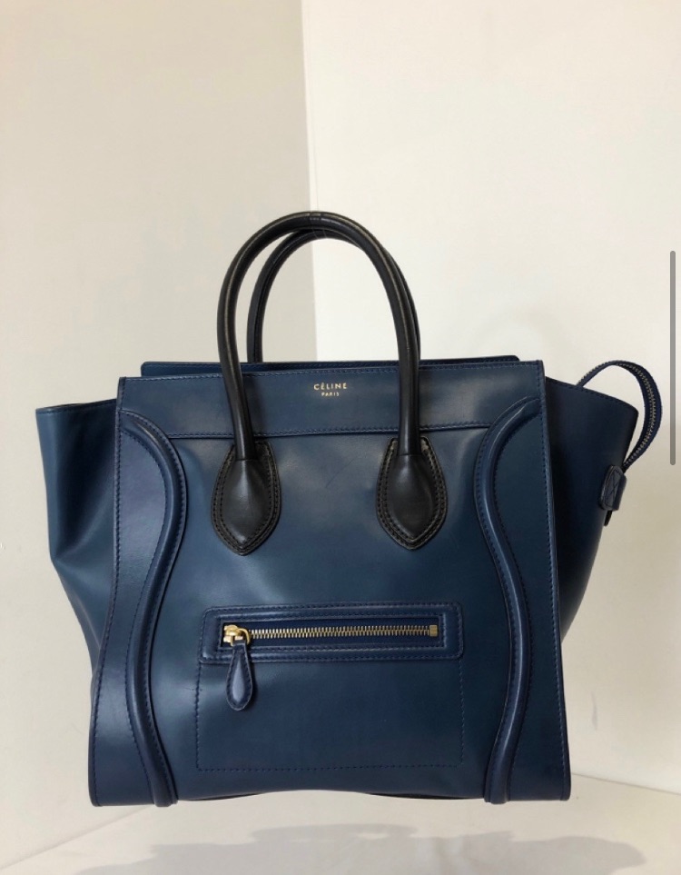 Celine Blue Leather Mini Luggage Tote Size 175