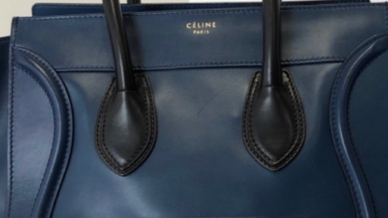 Celine Blue Leather Mini Luggage Tote Size 175