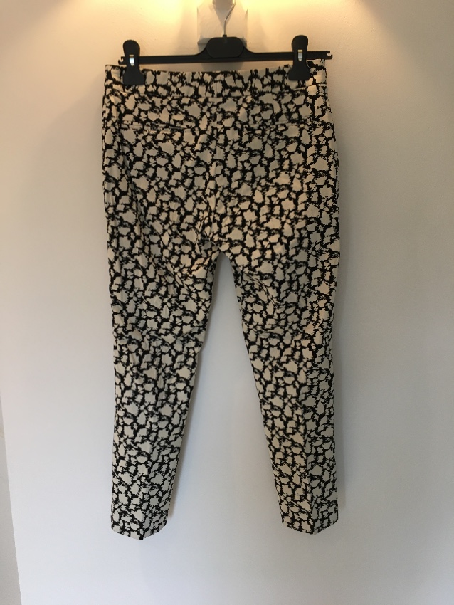 Preowned Joseph Printed Straight Leg Tailored Trousers Size XS Black cotton