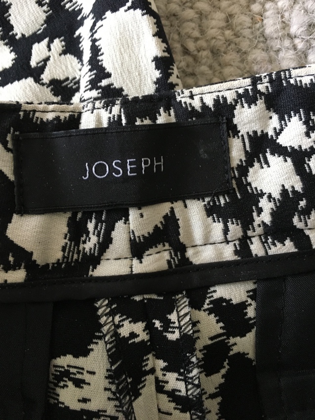 Preowned Joseph Printed Straight Leg Tailored Trousers Size XS Black cotton