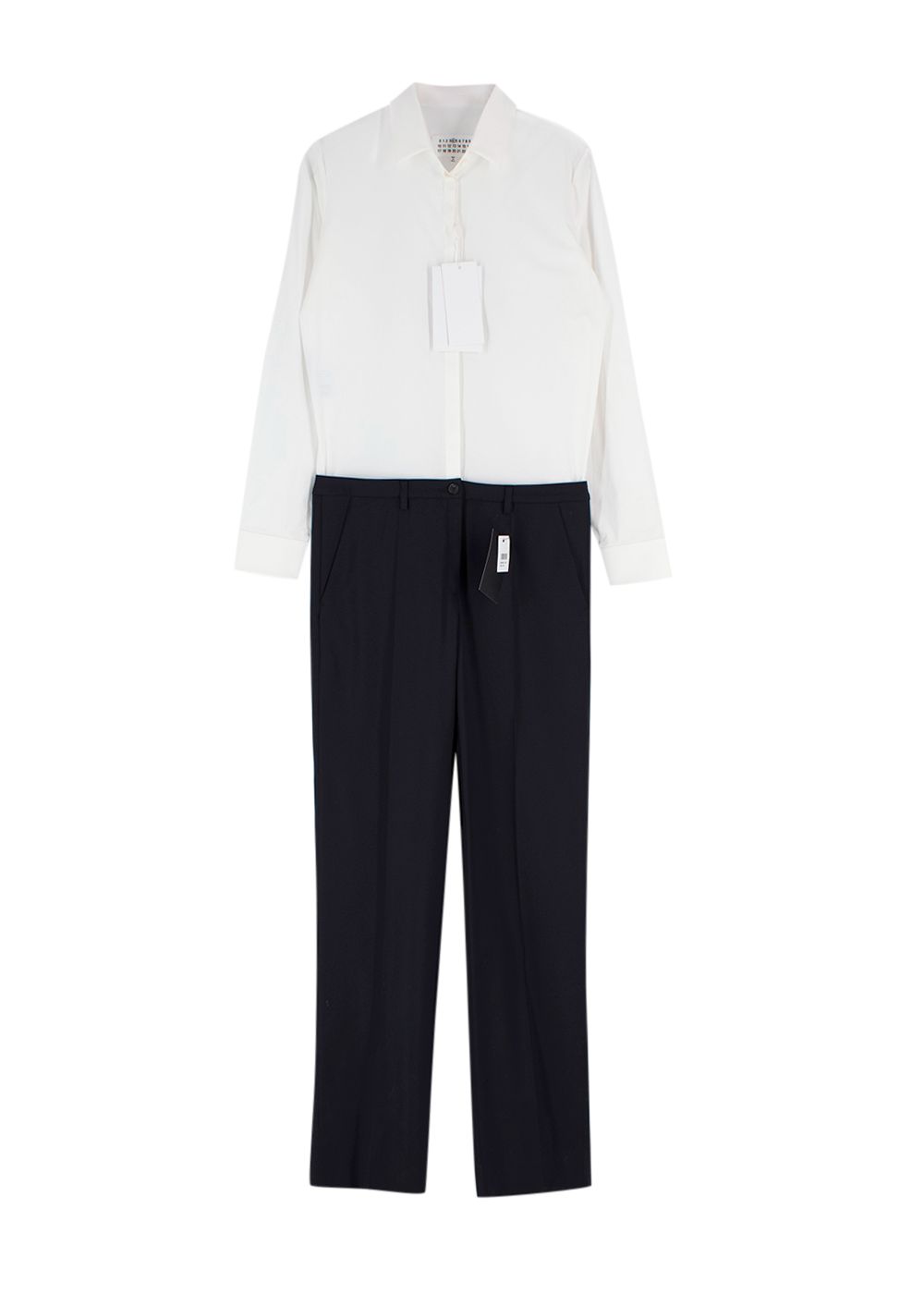 Maison Martin Margiela Tailored Suit Style Jumpsuit Size XS Black White cotton/elastane