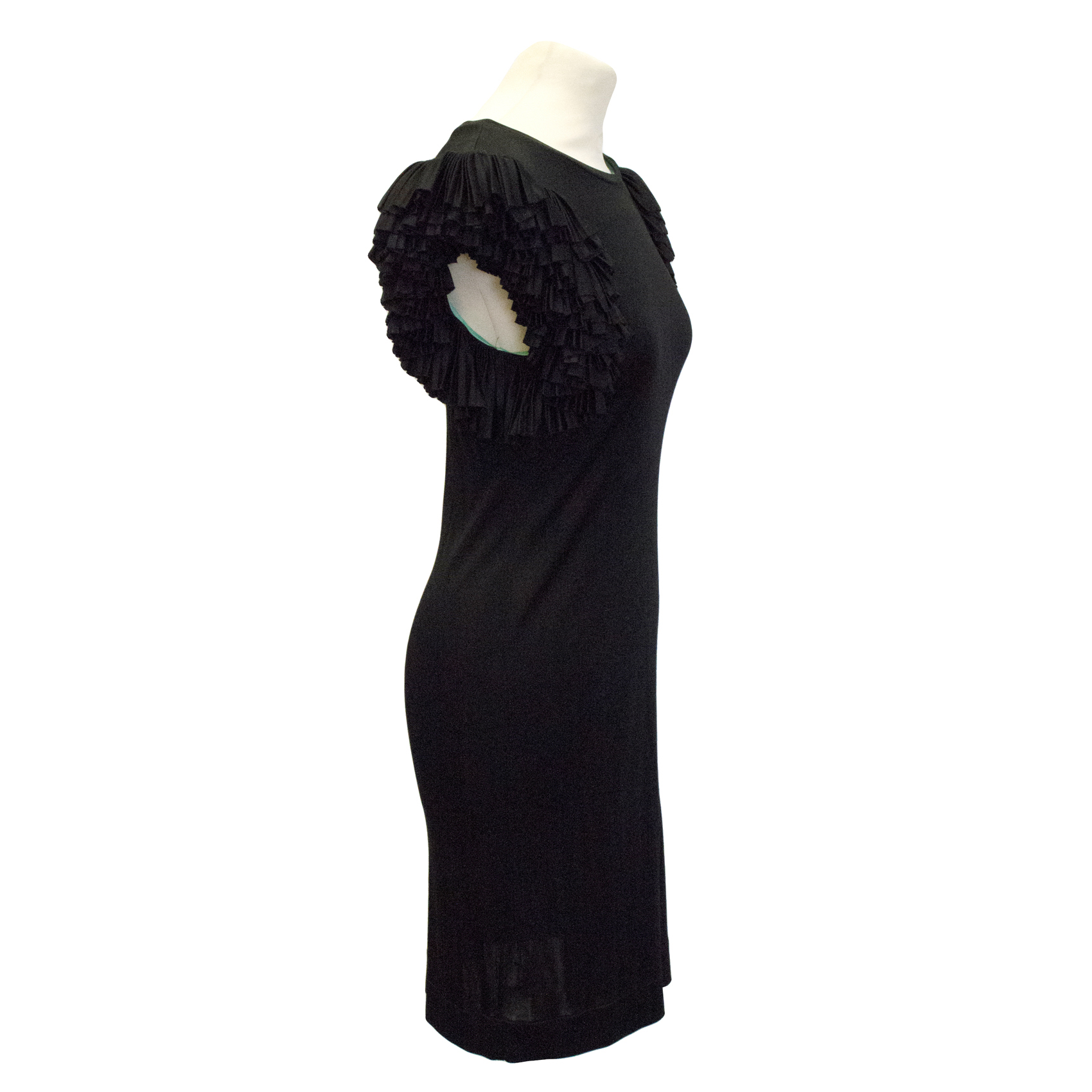 Preowned Matthew Williamson Black Ruffle Dress Size XS viscose