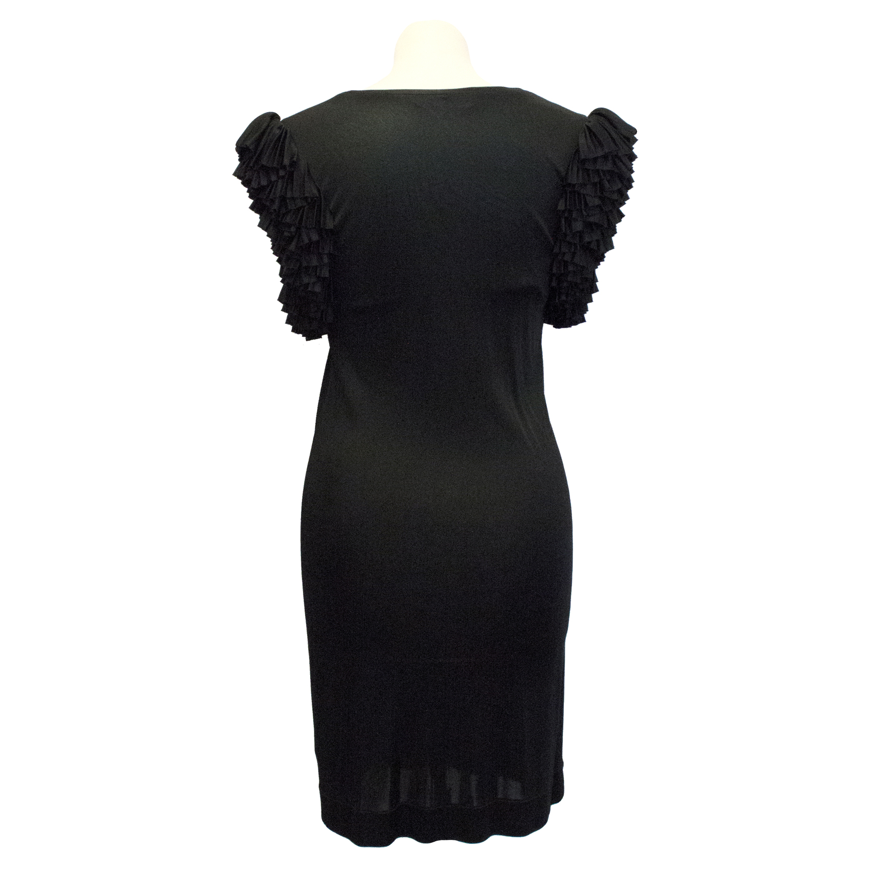 Preowned Matthew Williamson Black Ruffle Dress Size XS viscose