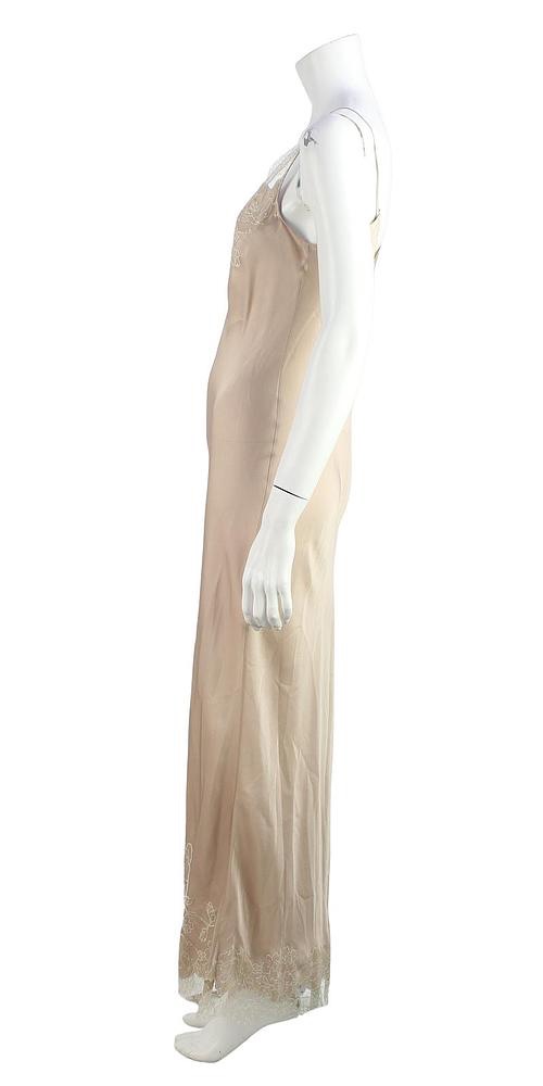 Carine Gilson nude silk crepe lace trimmed slip Size S Champagne/nude/beige