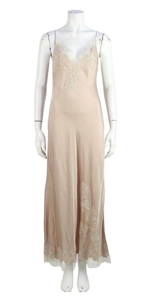 Carine Gilson nude silk crepe lace trimmed slip Size S Champagne/nude/beige