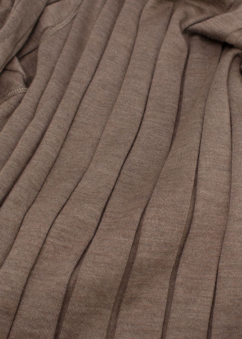 Men's Brunello Cucinelli Brown Fine Ribbed Cashmere  Silk Long Sleeve Top Size S Light Brown