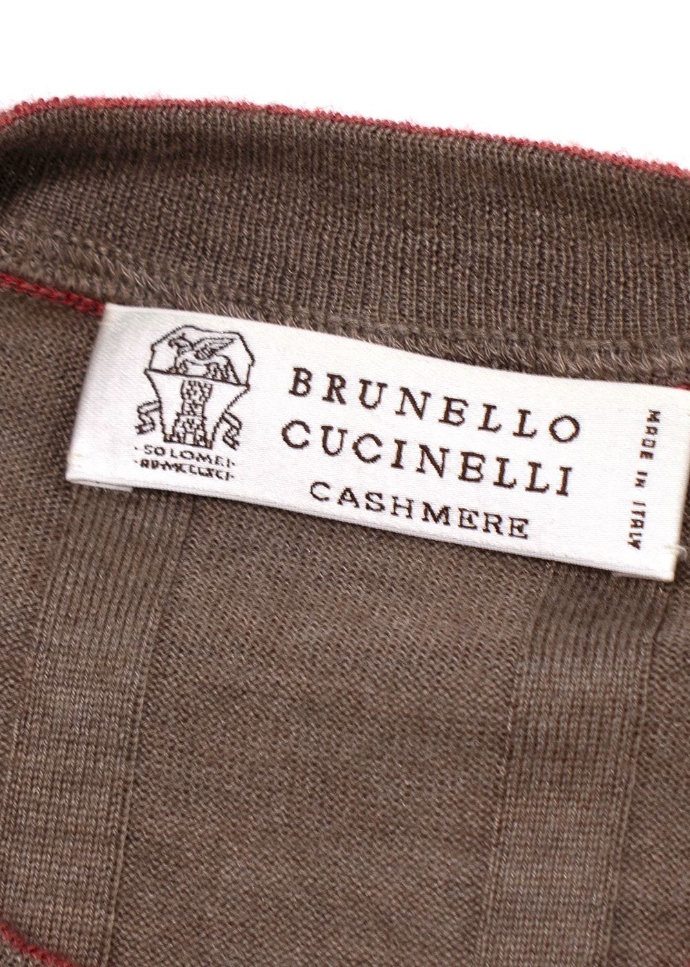 Men's Brunello Cucinelli Brown Fine Ribbed Cashmere  Silk Long Sleeve Top Size S Light Brown