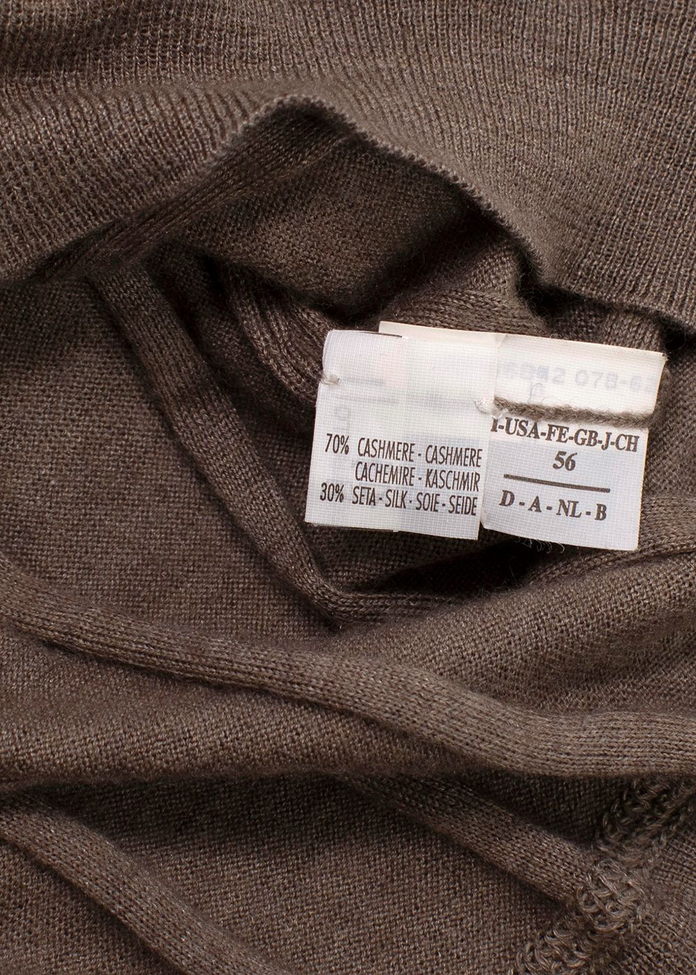 Men's Brunello Cucinelli Brown Fine Ribbed Cashmere  Silk Long Sleeve Top Size S Light Brown