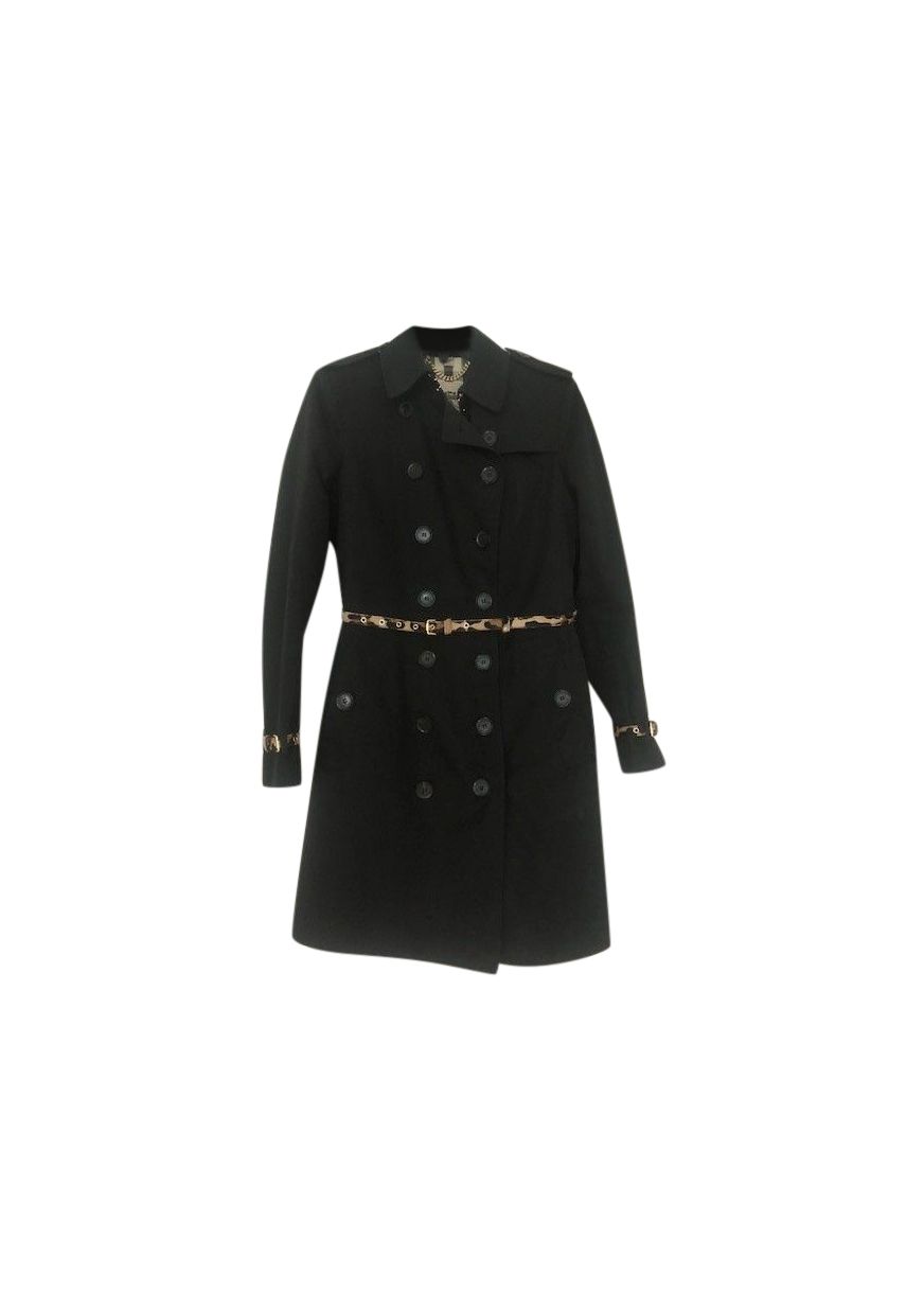 Burberry black cotton gabardine short trench coat Size XS