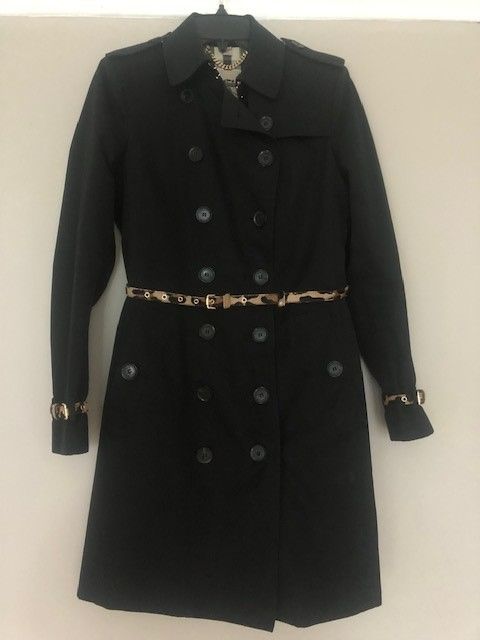 Burberry black cotton gabardine short trench coat Size XS