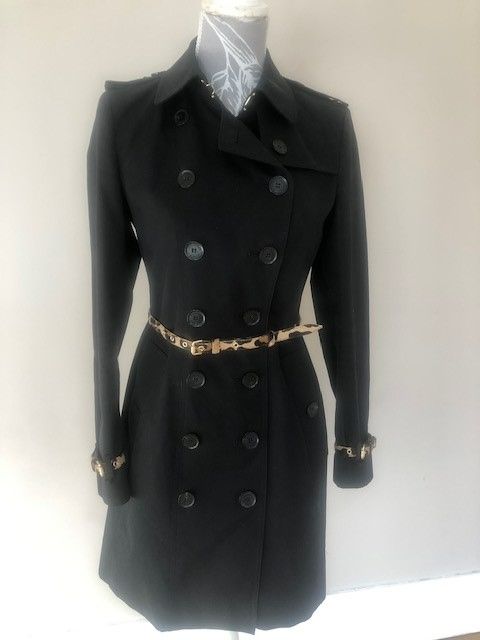 Burberry black cotton gabardine short trench coat Size XS