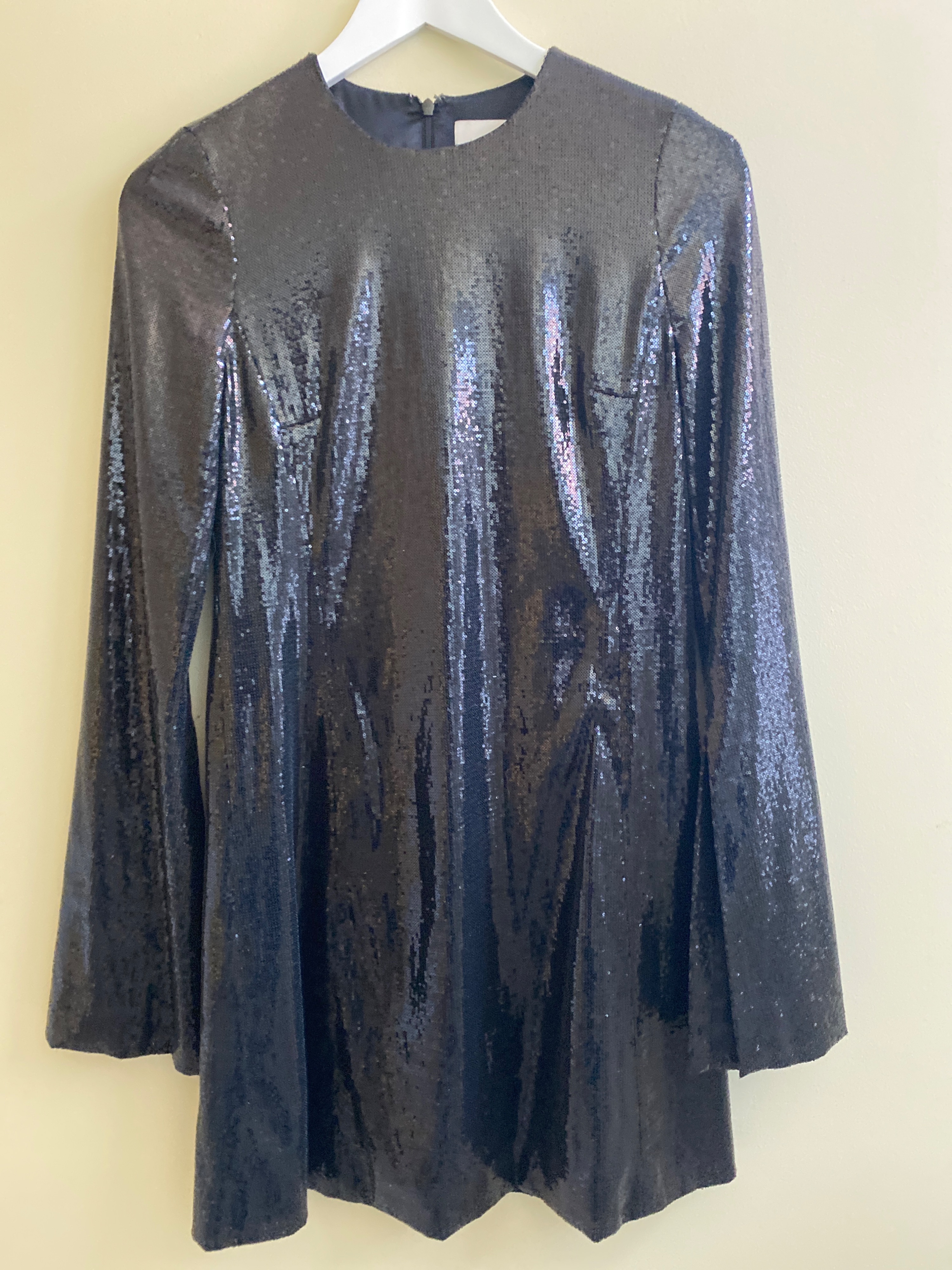 Galvan Blue Sequin Mini Dress Size XS Black sequinned