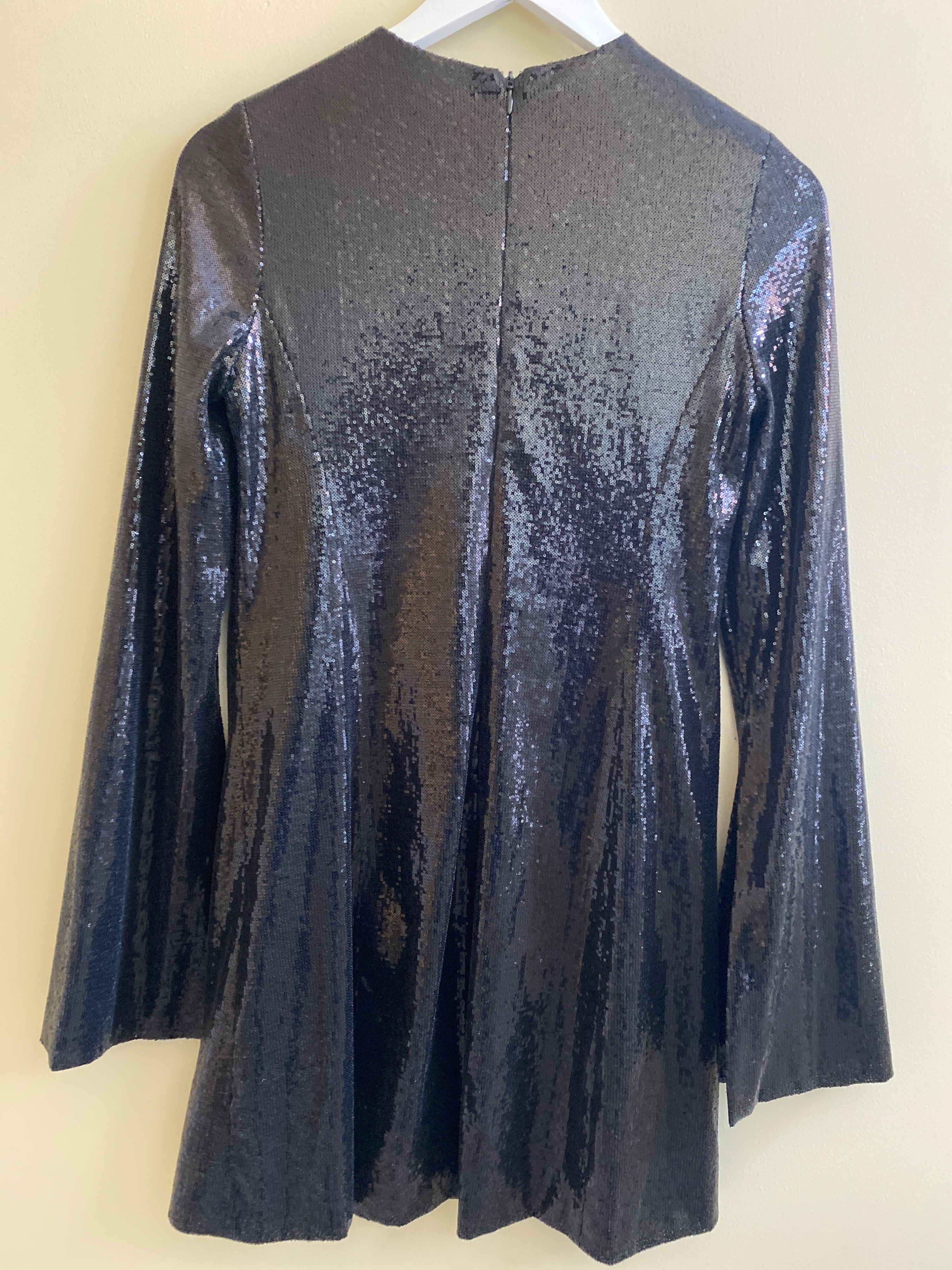 Galvan Blue Sequin Mini Dress Size XS Black sequinned