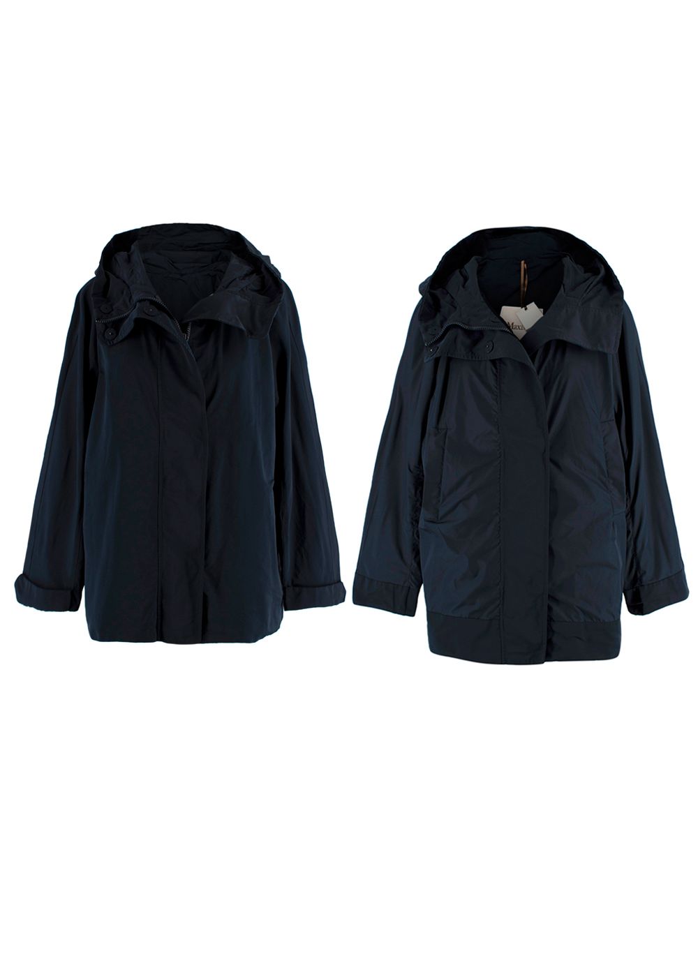 MaxMara The Cube Navy Hooded Reversible Raincoat Size XXS