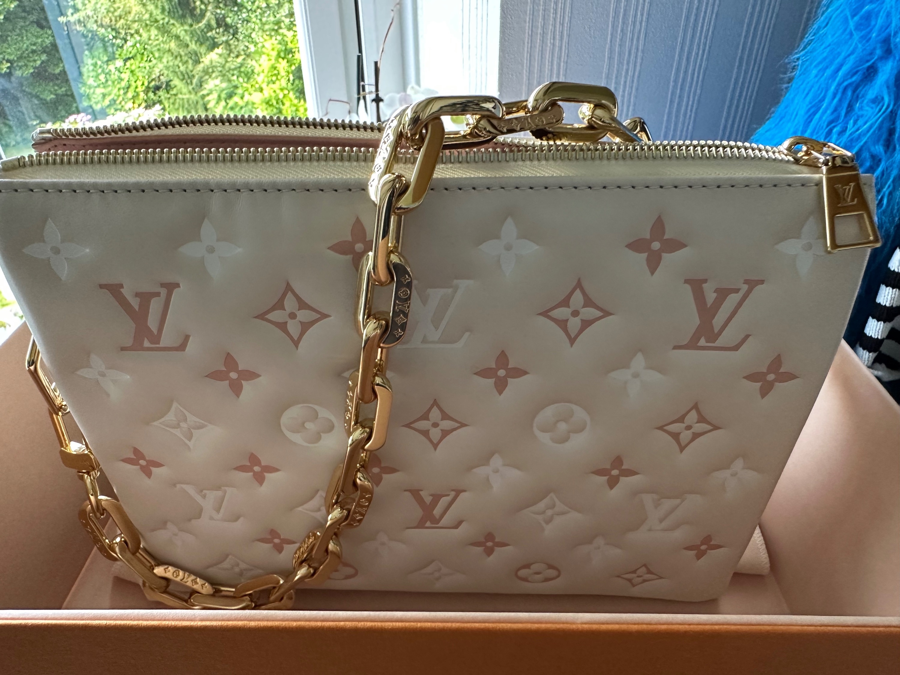 Louis Vuitton Cream Leather Coussin PM bag Crème Beige