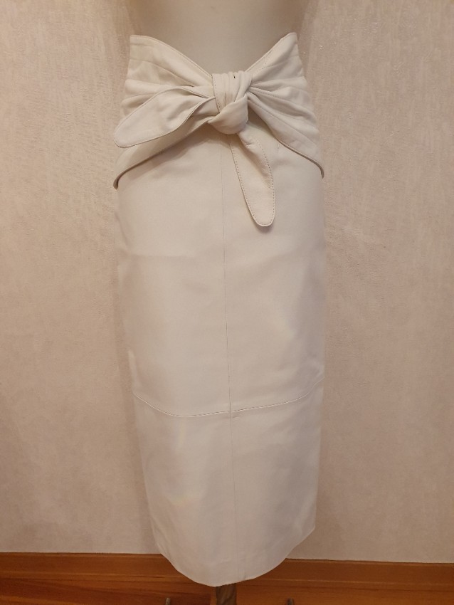 Preowned The Attico White leather Butterfly Midi Skirt Size S