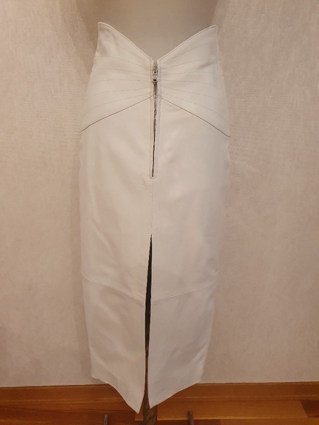 Preowned The Attico White leather Butterfly Midi Skirt Size S