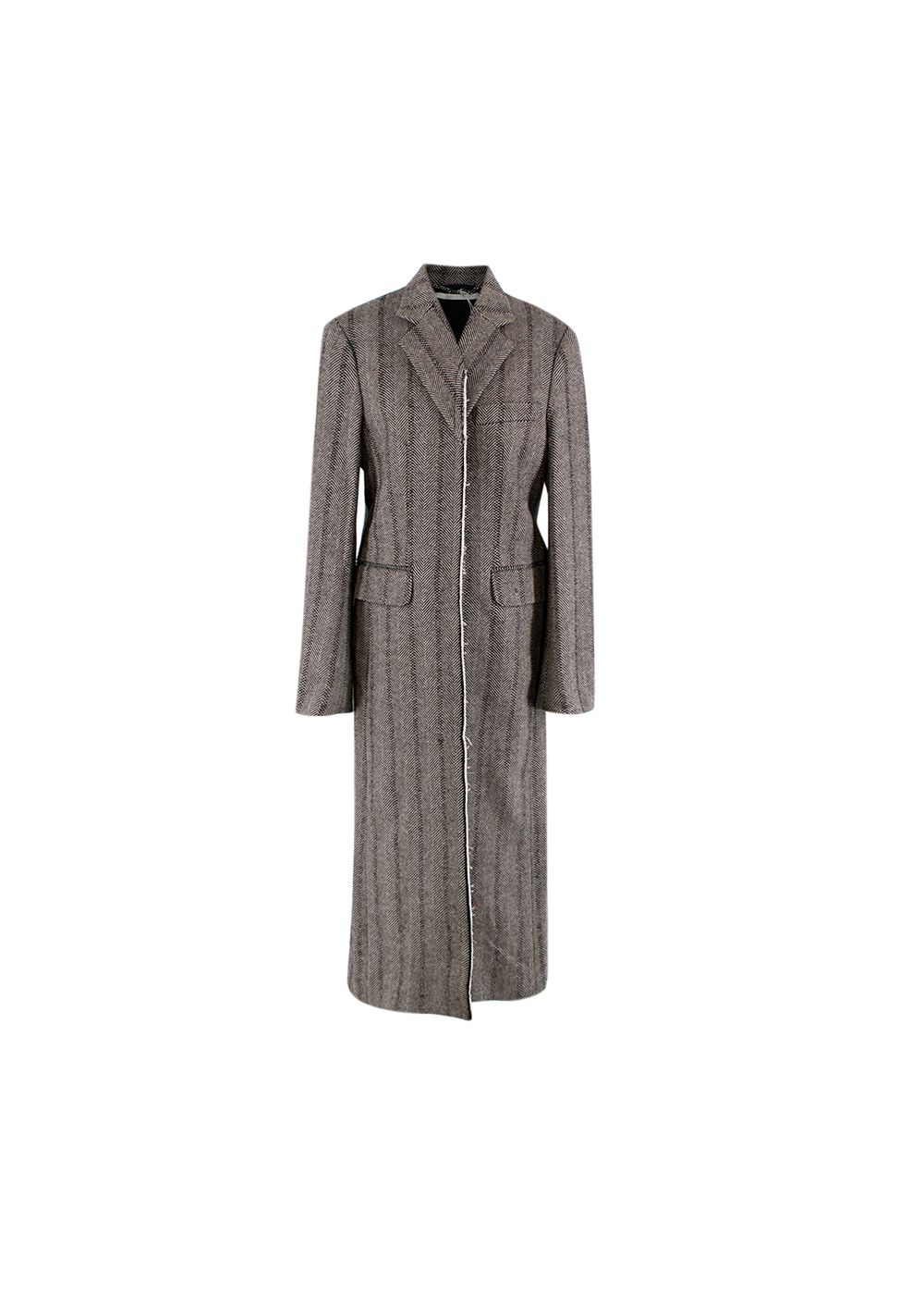 Stella McCartney Melany Herringbone Coat Size XS Anthracite wool