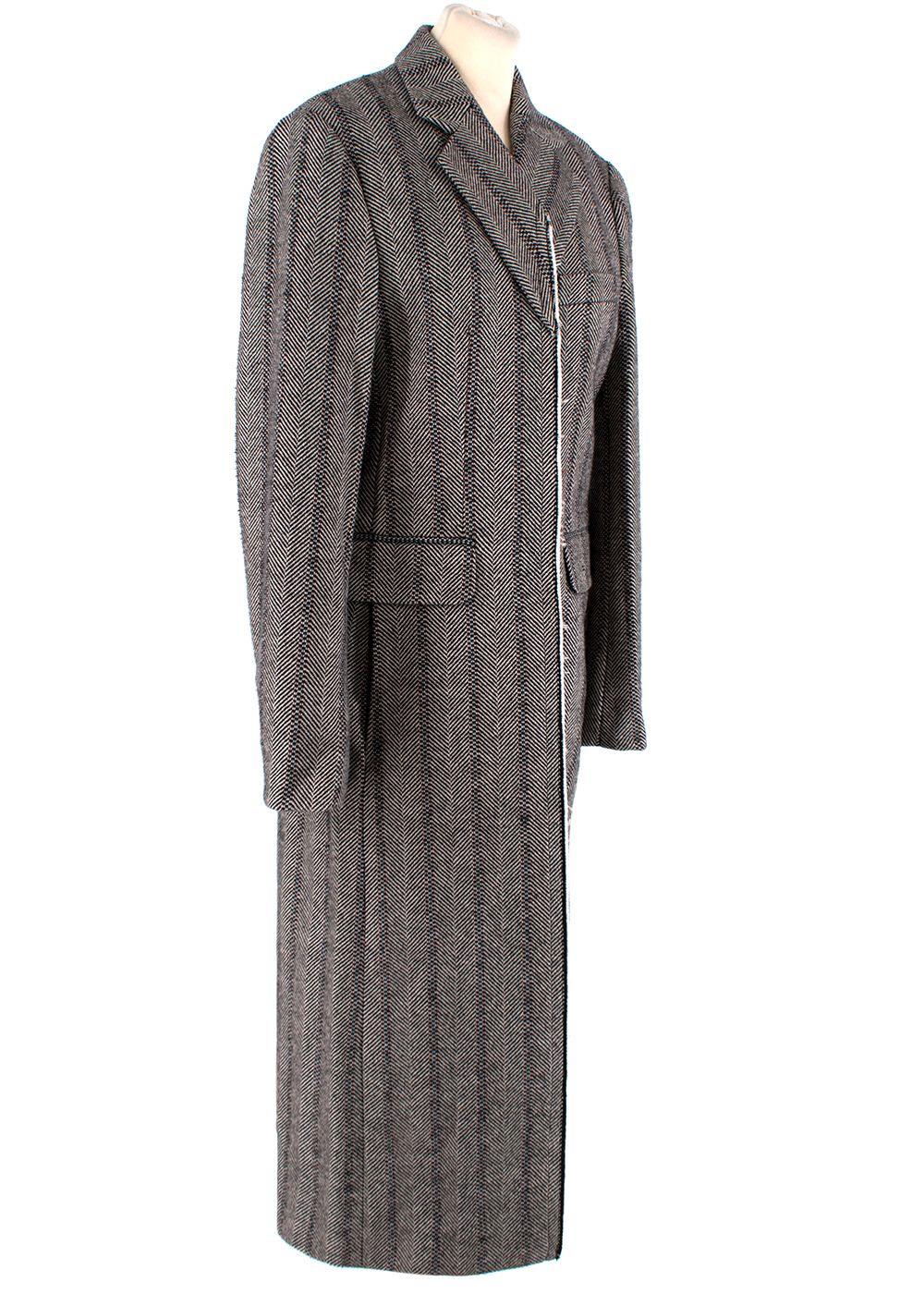 Stella McCartney Melany Herringbone Coat Size XS Anthracite wool