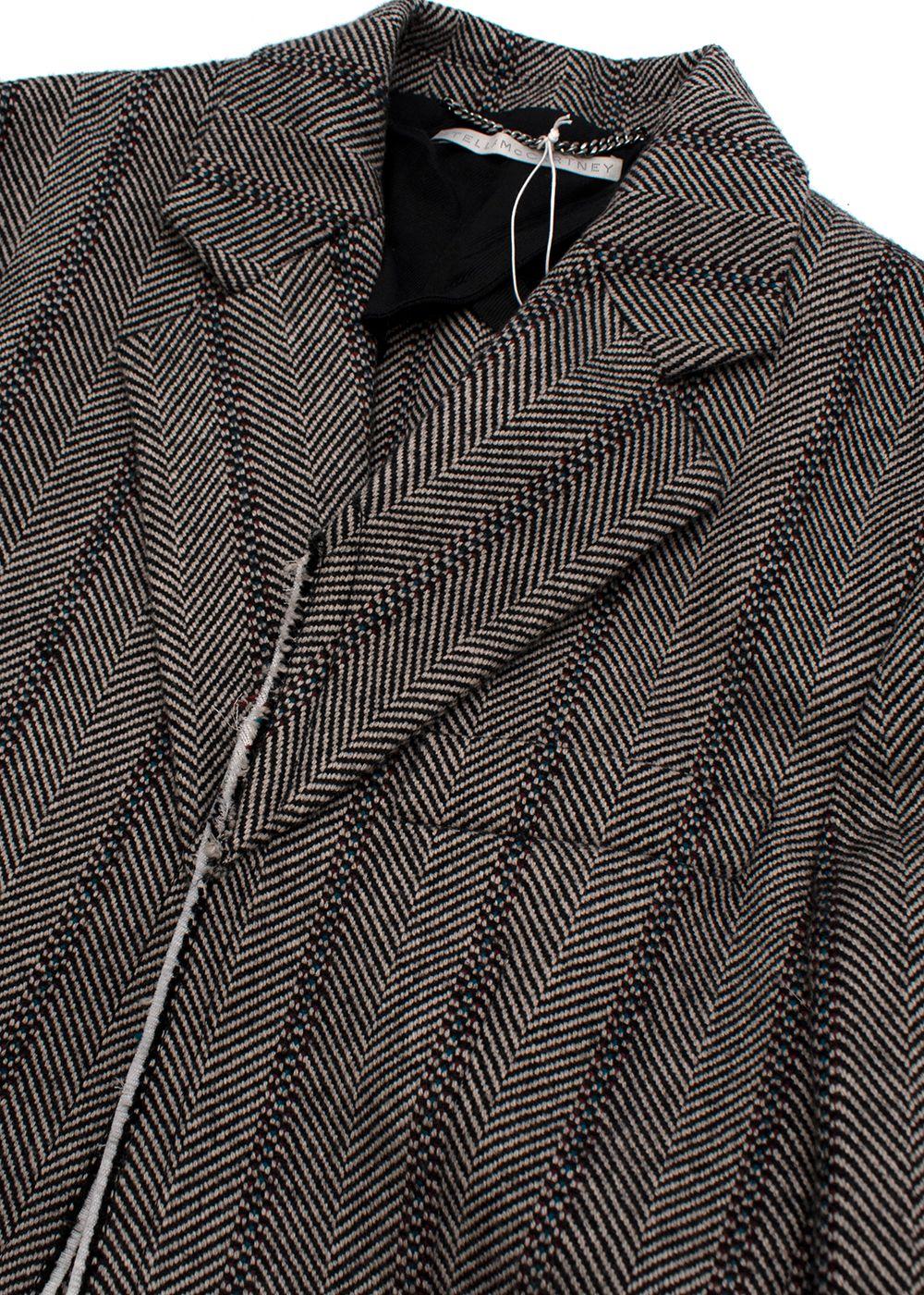 Stella McCartney Melany Herringbone Coat Size XS Anthracite wool