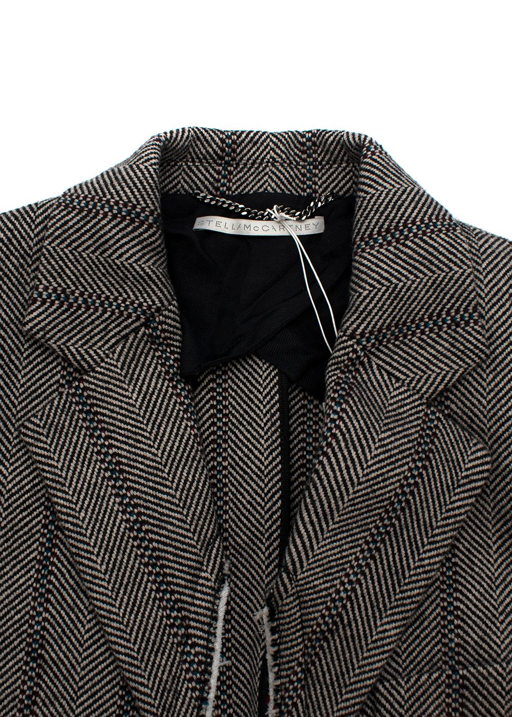 Stella McCartney Melany Herringbone Coat Size XS Anthracite wool