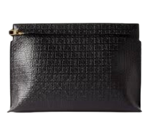 Loewe Black Leather Repeat Pouch embossed silk calfskin