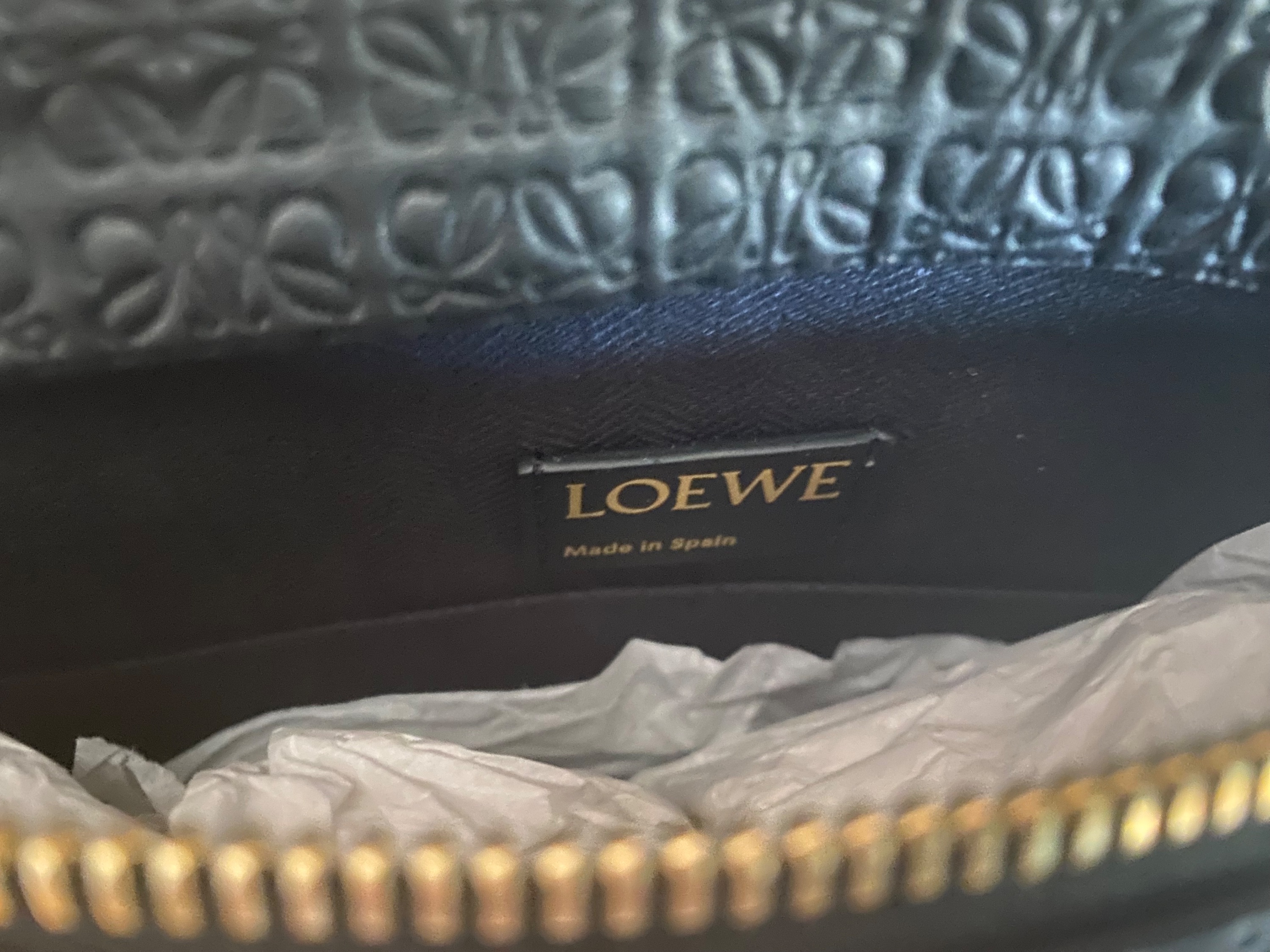 Loewe Black Leather Repeat Pouch embossed silk calfskin