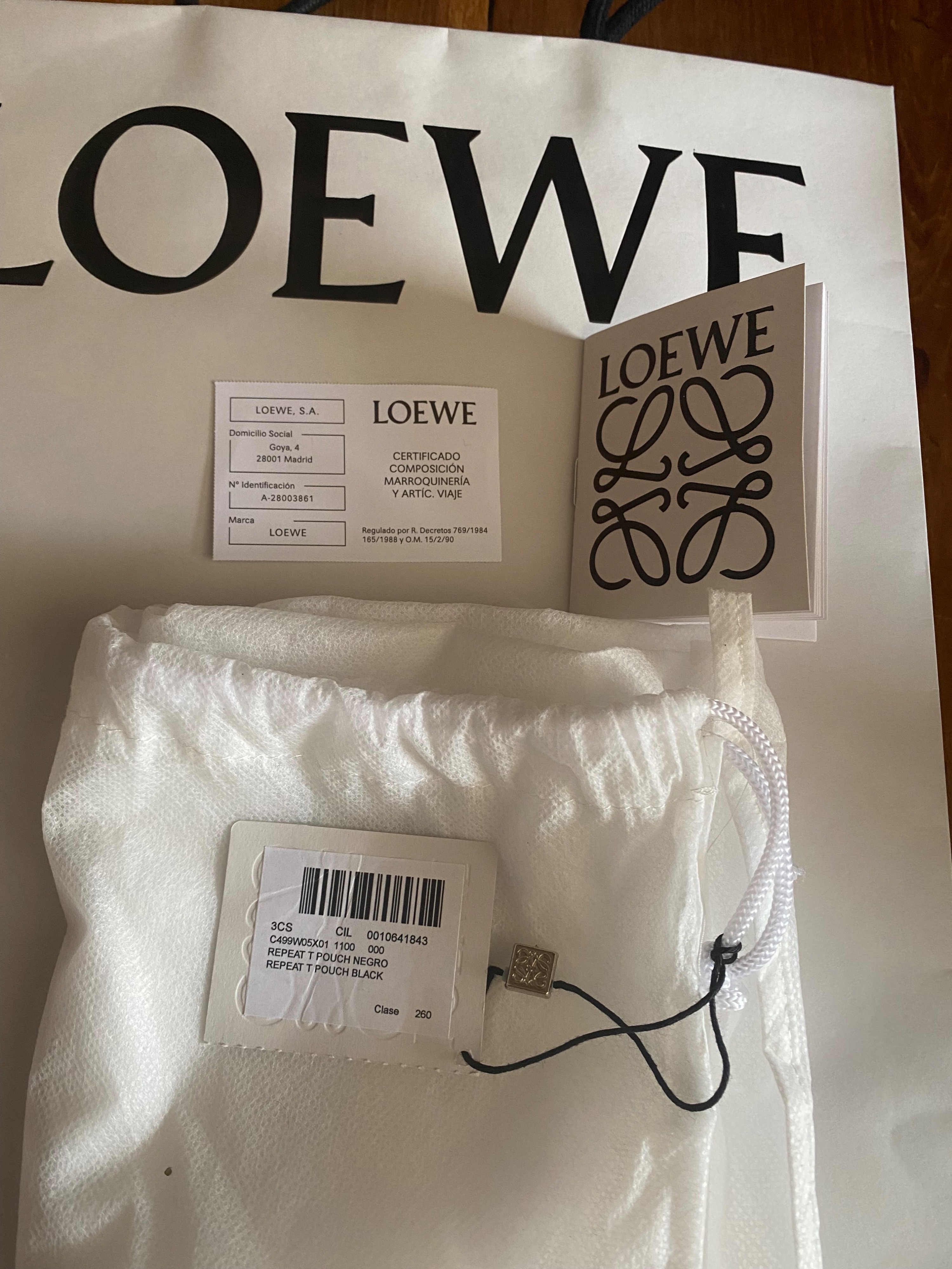 Loewe Black Leather Repeat Pouch embossed silk calfskin