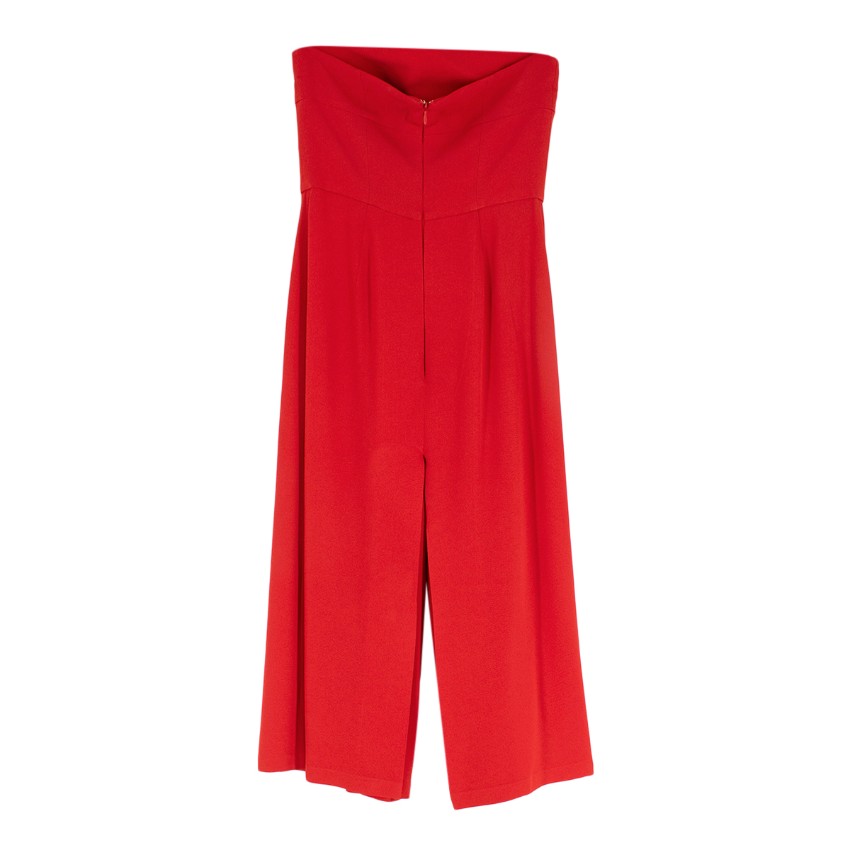 Preowned Giulietta Red Crepe Wide Leg Pleated Jumpsuit Size S synthetic