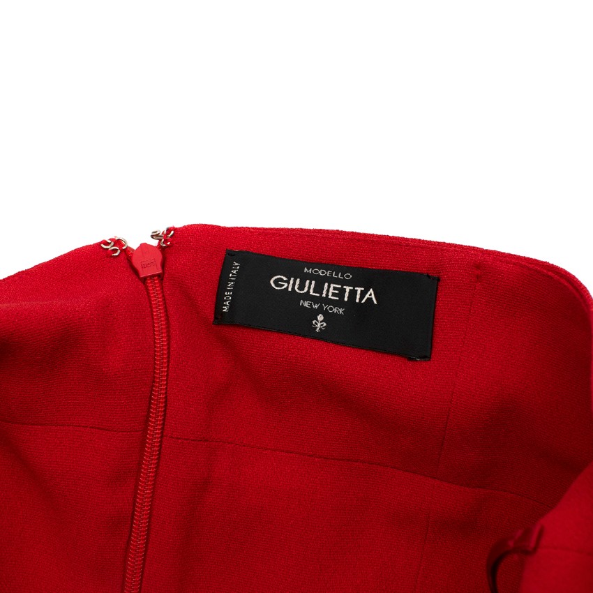 Preowned Giulietta Red Crepe Wide Leg Pleated Jumpsuit Size S synthetic