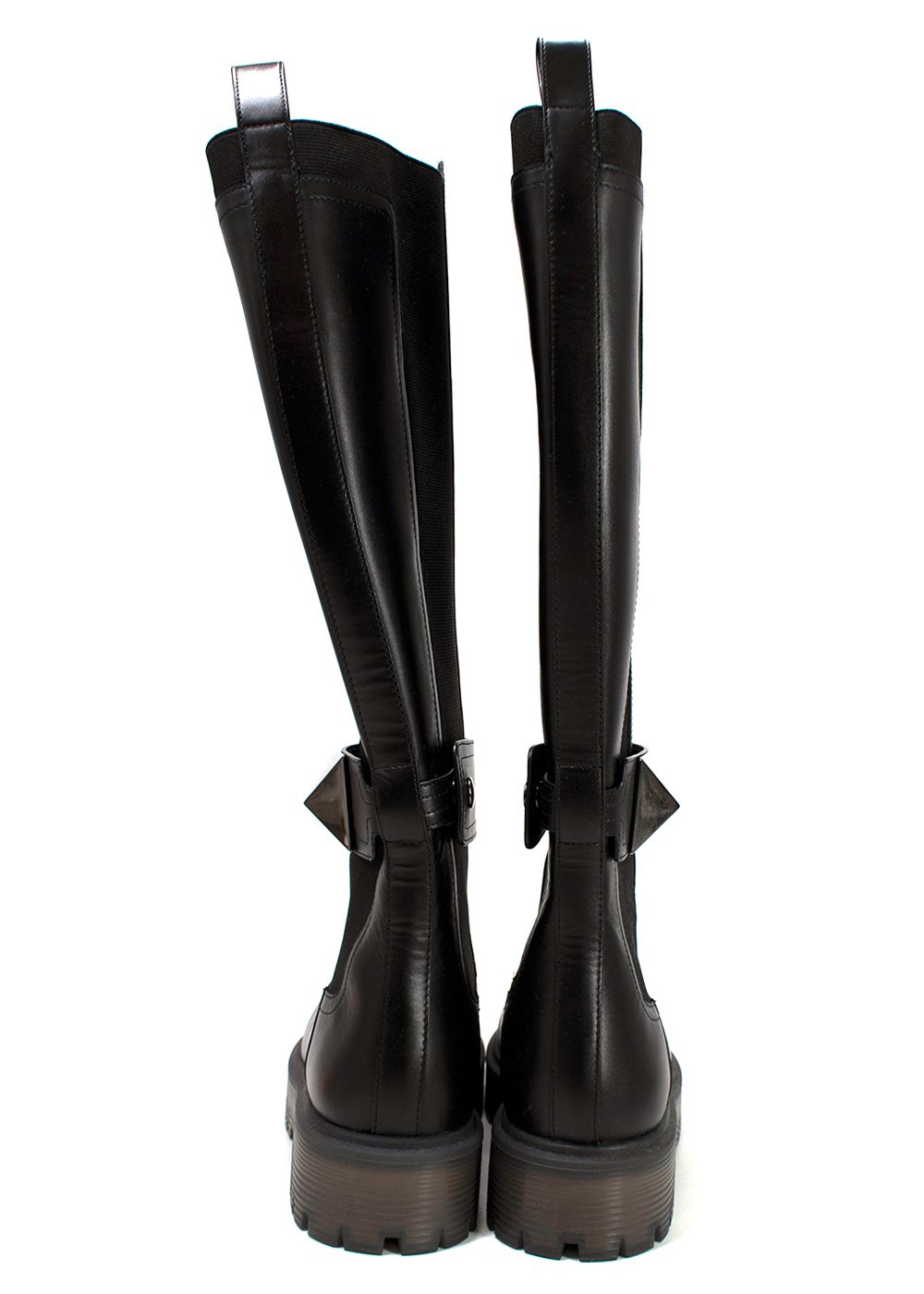 Valentino One Stud 30 Leather Knee-High Boots Size 36 black