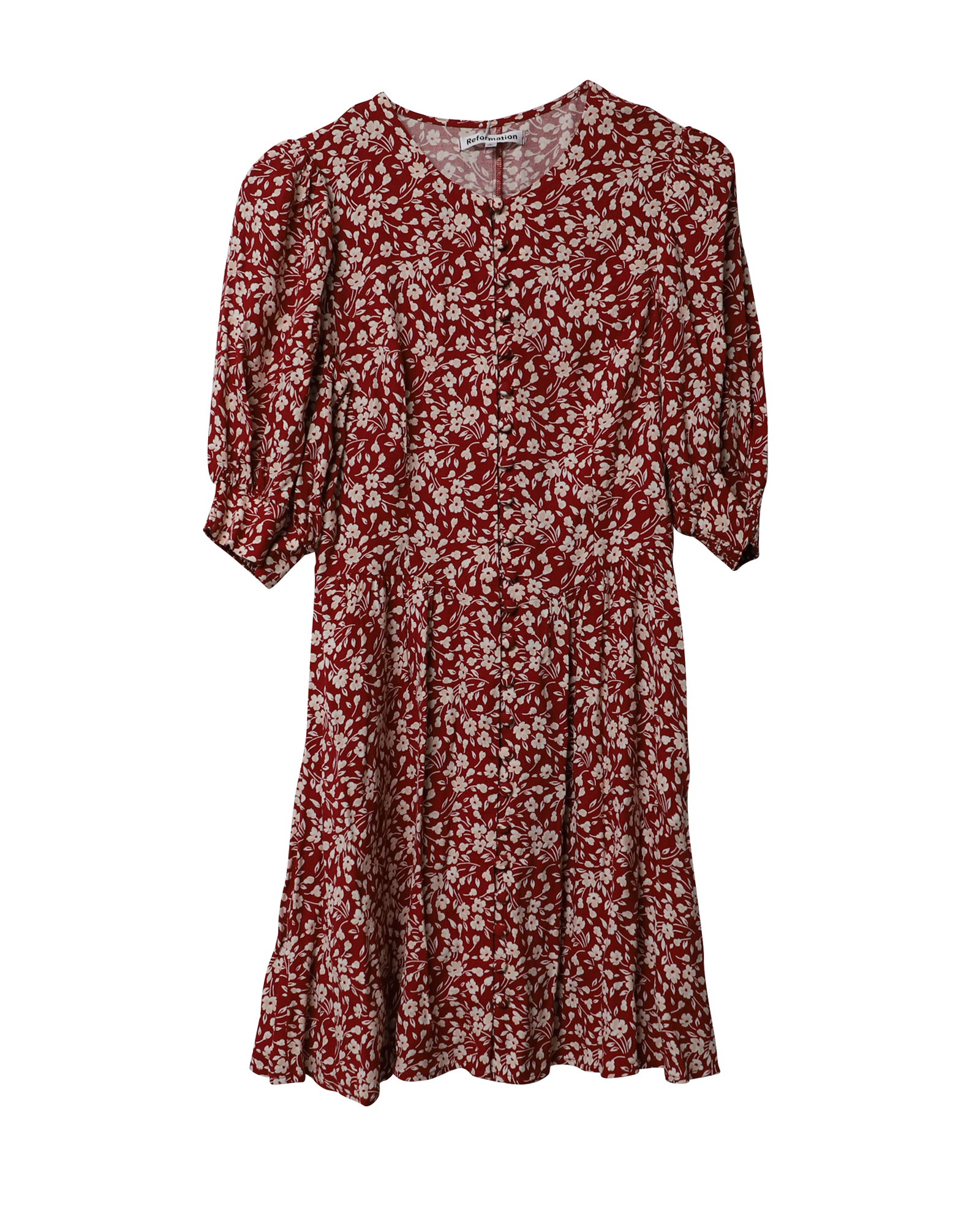 Reformation Laylin Red Floral Printed Dress Size XXS viscose