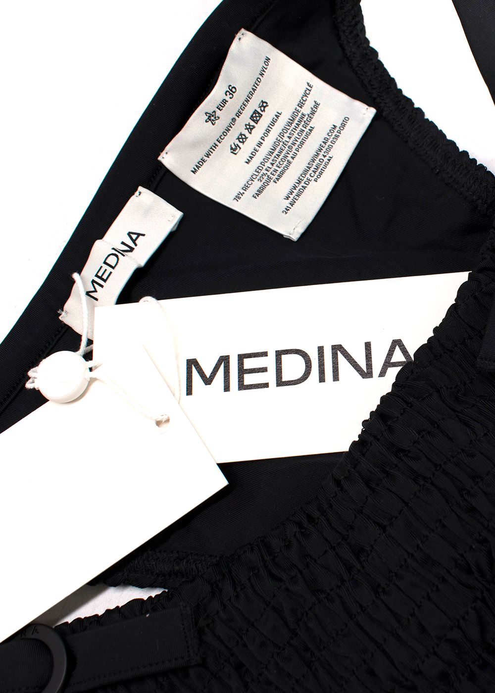 Medina Black Smocked Lagoon Bikini Size S polyamide/elastane