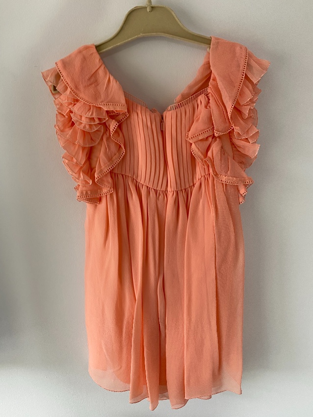 Boys Chloe Kid's 6Y Washed Pink Ruffle Chiffon Dress Size 6 Years Orange silk