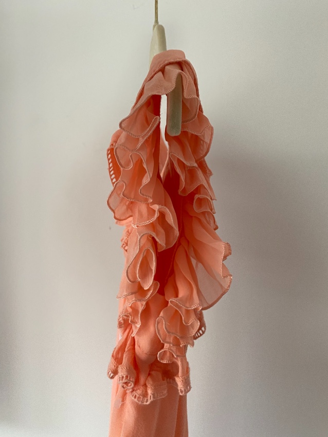 Boys Chloe Kid's 6Y Washed Pink Ruffle Chiffon Dress Size 6 Years Orange silk