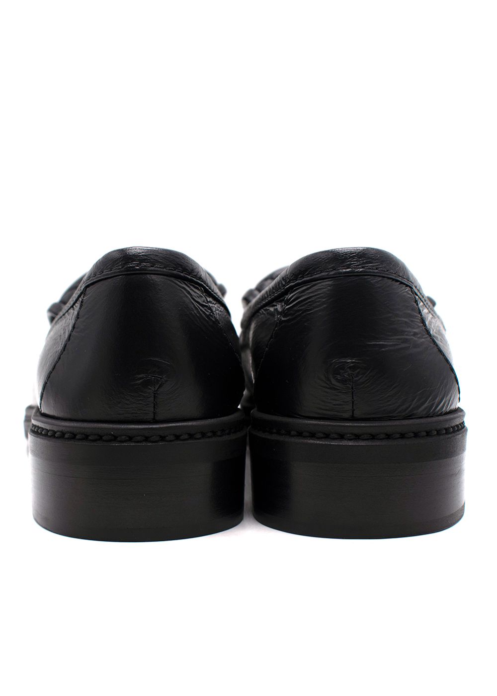 Chanel Black Quilted CC Leather Loafers Size 37.5