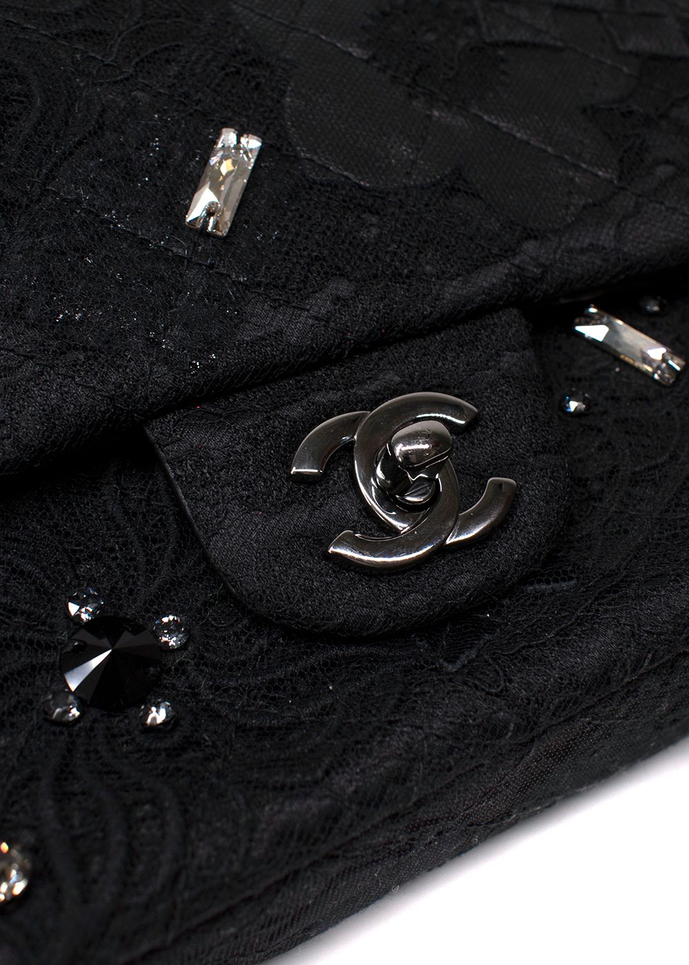 Preowned Chanel Black Metier D'Arts Embellished Medium Flap Bag leather