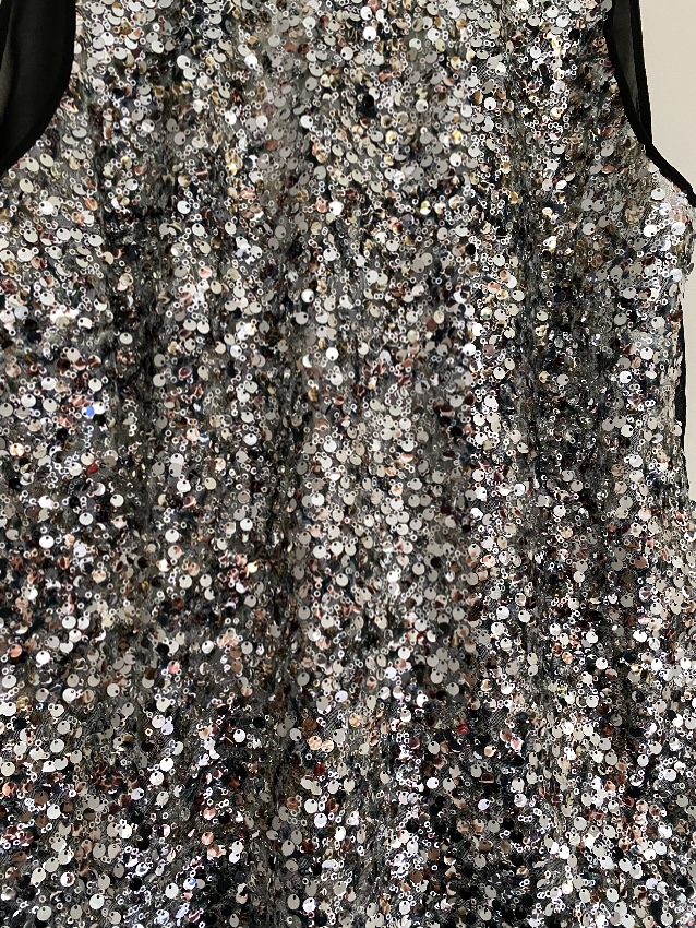 Preowned Sandro Sequin Embellished Sheer Tie Back Sleeveless Top Size S Silver polyester