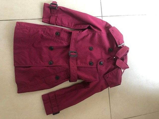 Boys Preowned Burberry pink cotton gabardine trench coat Size 5 Years purple