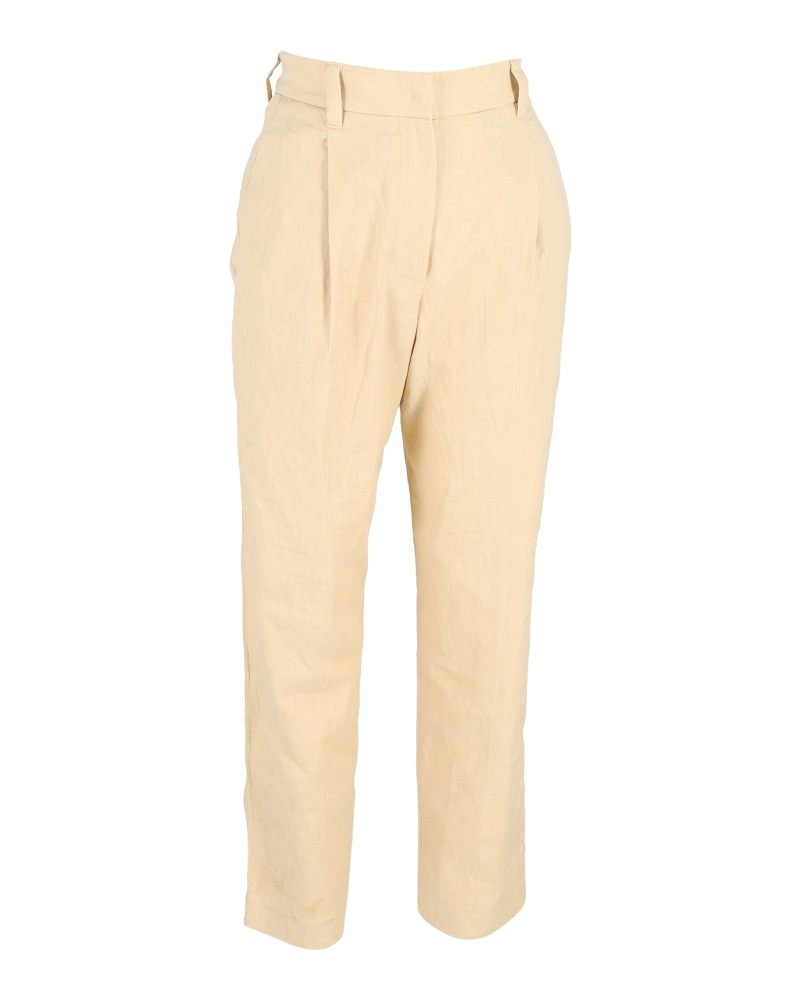 Preowned Brunello Cucinelli Cream Tailored Cotton Trousers Size XXS white | cream